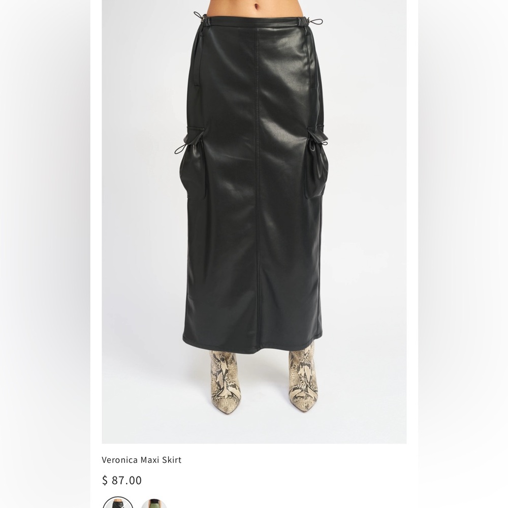 Leather cargo skirt